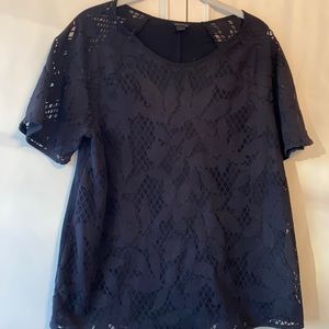 Ann Taylor black t-shirt w/ lace overlay